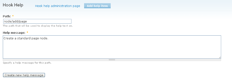 Creating a help item