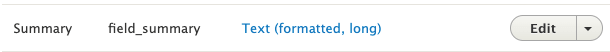 Drupal node summary field, showing the description of the field.