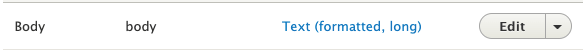 Drupal node body field, showing the field without a summary.
