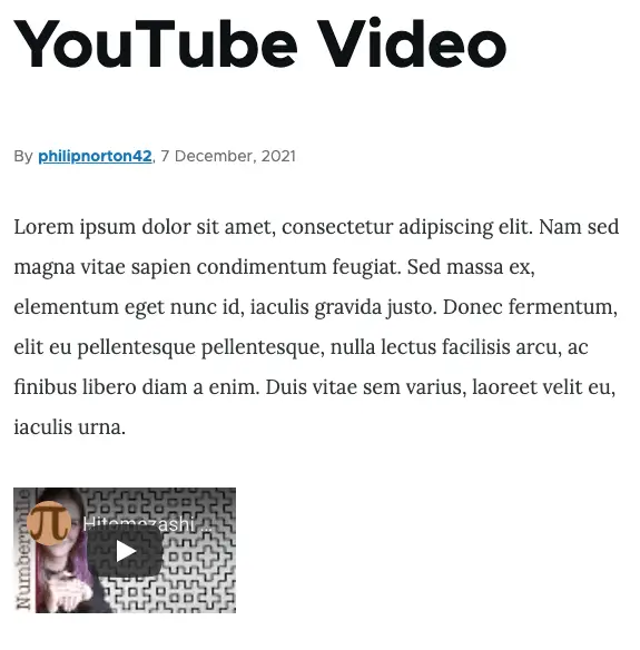 A Drupal page, showing an embedded YouTube video. 