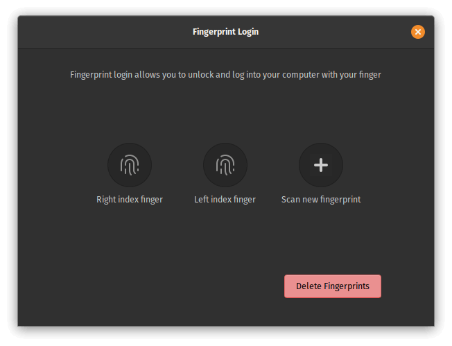 Pop! OS fingerprint interface.