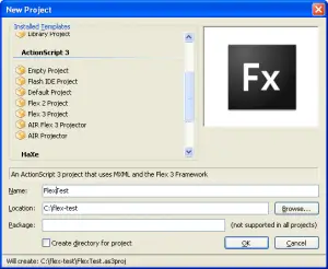 Flex create new project