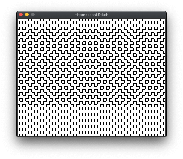 A python application showing a different Hitomezashi stitch pattern.