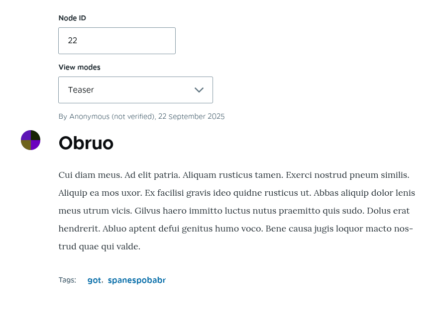 A demonstration of the node preview form, using HTMX to retrieve the preview from the form output.