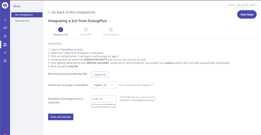 Kommunicate account setup