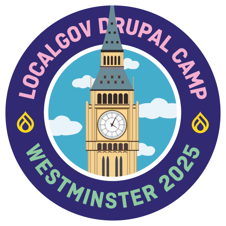 The LocalGov Drupal Camp 2025 Logo, featuring the clock tower in Westminter.