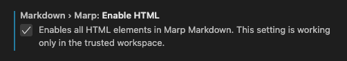 The HTML setting in the Marp VS Code preview tool