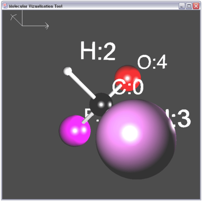 MSc project molecular viewer, showing a test molecule.