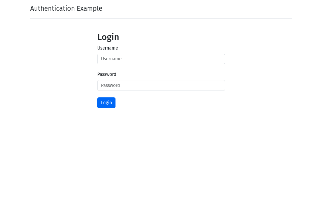 A screenshot of the login form from the authentication application. Showing the password, username and submit parts of the form.