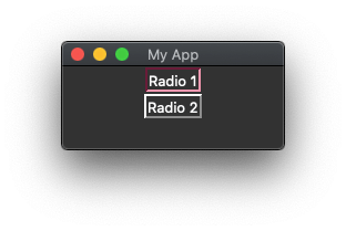 Python Tkinter, showing a radiobutton widget using no indicatoron.