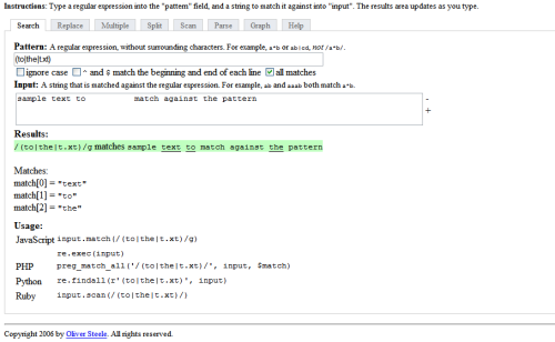 reWork: Regular Expression Workbench