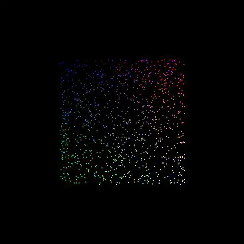 1000 colors rendered in a cube with no rotation.