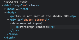 Shadow DOM Example 3. Showing the internal structure of the DOM.