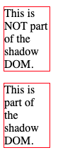 Shadow DOM Example 4. Showing styles being added to the shadow DOM.