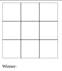 A screenshot of a tic tac toe game board, with a 3 x 3 grid of lines.