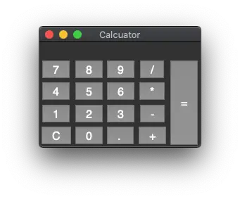 A Python Tkinter application, showing a basic calculator layout.