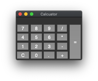 A Python Tkinter application, showing a basic calculator layout.