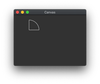 A Tkinter Canvas application showing an arc.