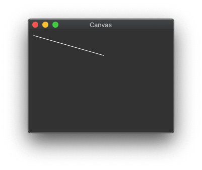A Tkinter Canvas application showing a single line.