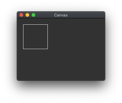 A Tkinter Canvas application showing a rectangle
